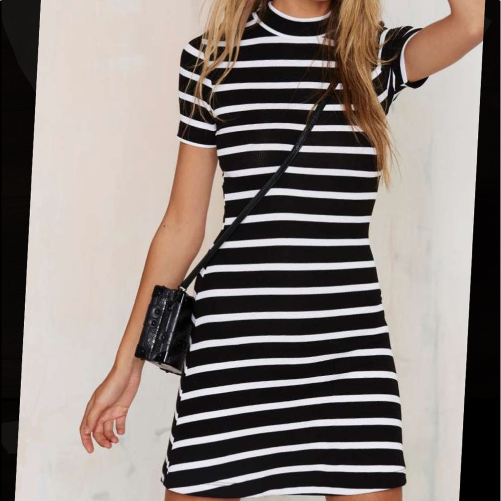 Nasty Gal Black and White Bodycon Dress